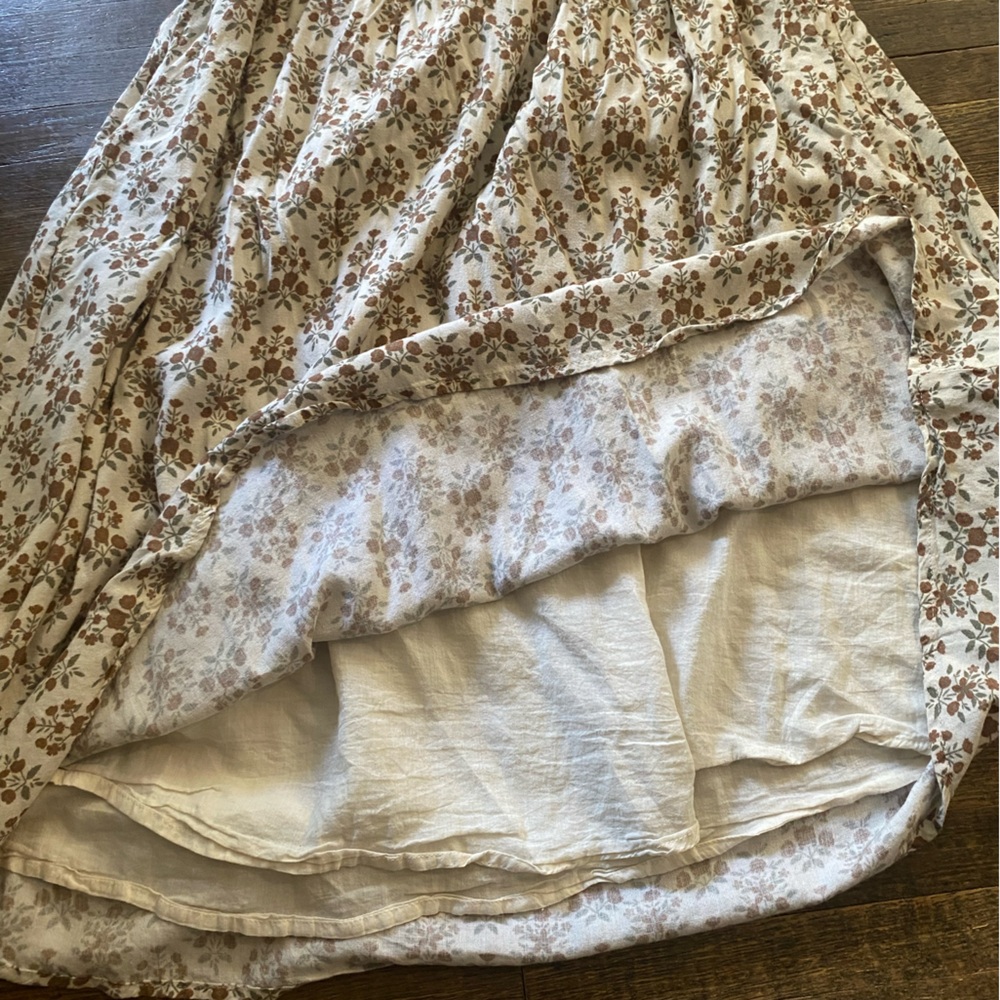 Cottage Core Neutral Floral Linen Dress - Picture 2 of 5
